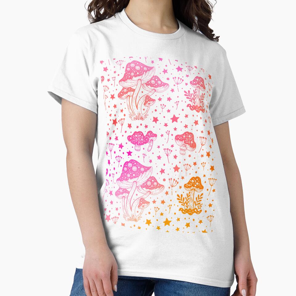 Mushroom Moon Pattern in Pink and Orange by Arcane Orchid