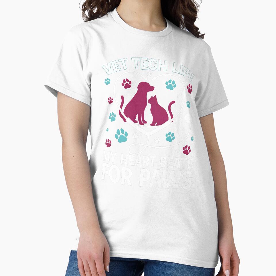 Vet Tech Caring For Those Who Can't Speak - Heart Stethoscope Paw by Trendora Stor