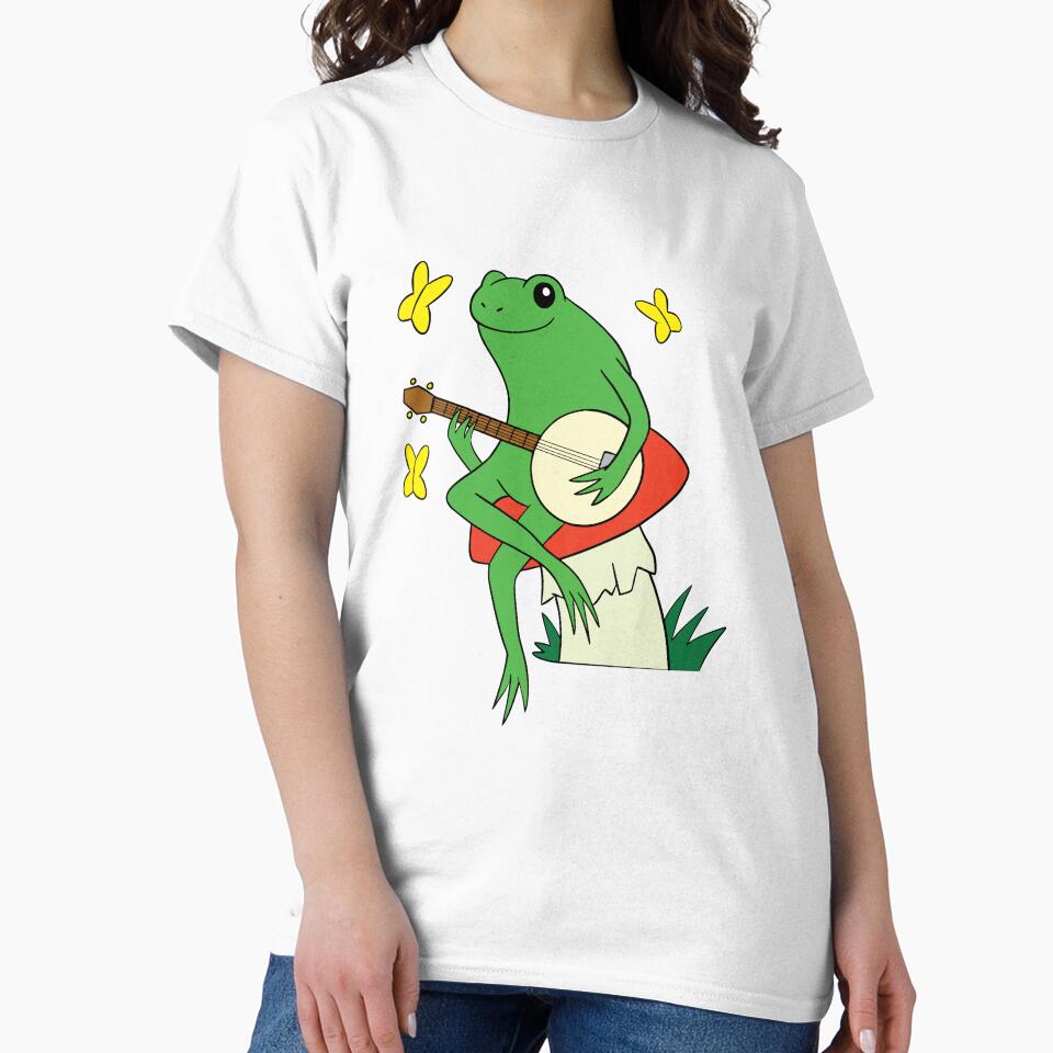 Banjo Playing Frog Sitting on a Red Toadstool by ToadsWorkshop