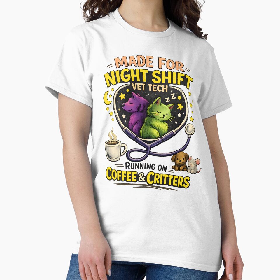 Funny Vet Tech Night Shift - Coffee and Critters Veterinary by Trendora Stor