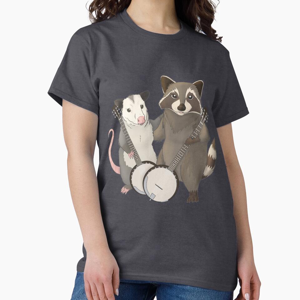 Opossum and Raccoon with banjos by Mehu