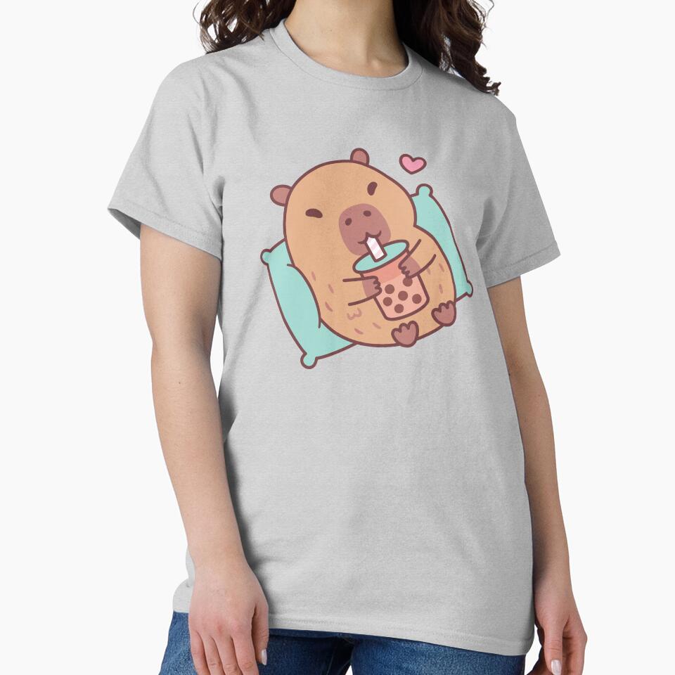 Cute Capybara Chilling And Drinking Bubble Tea by rustydoodle