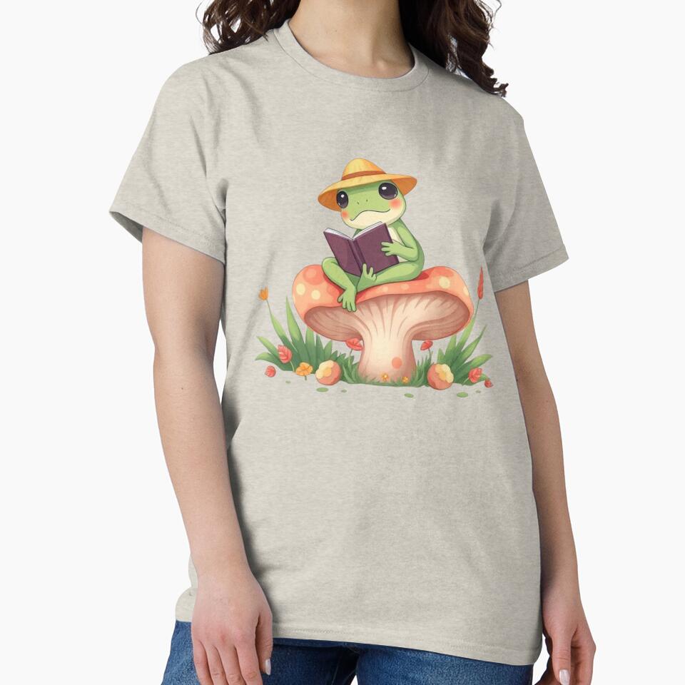 Frog Reading on Mushroom Seat by Iuqiune