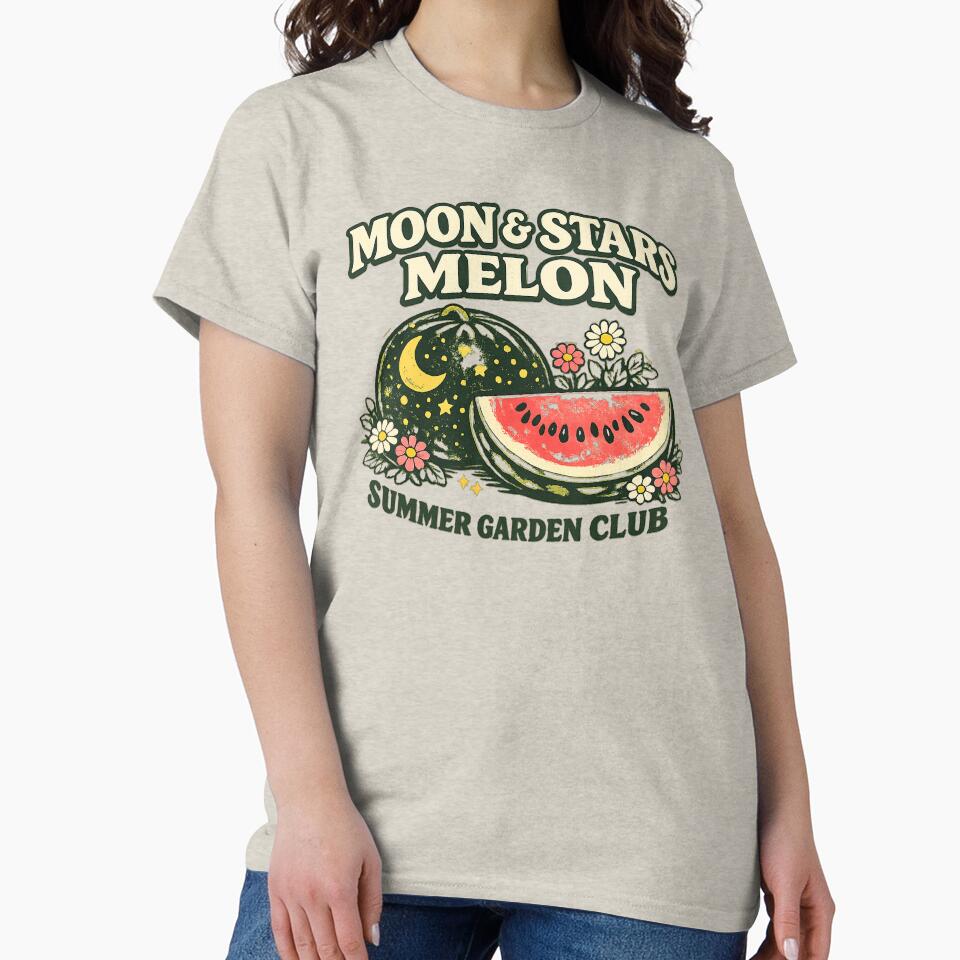 Moon And Stars Melon Summer Garden Club by Concrete Coffee Studio