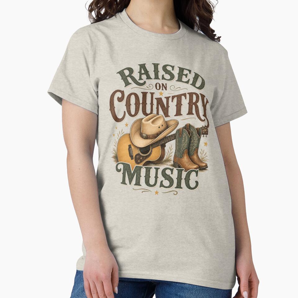 Raised On Country Music Tshirt by CozyCollectiveCo