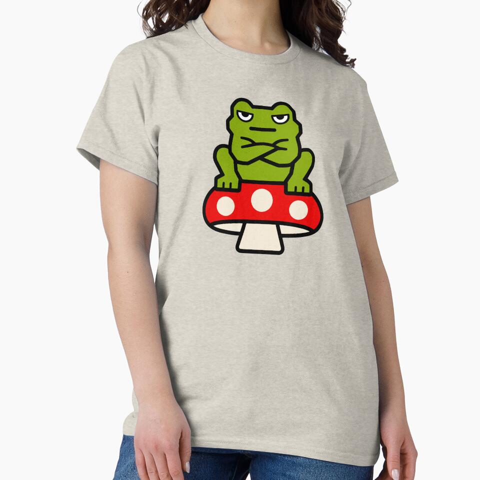 Grumpy Frog on Mushroom by Lyfeinsights
