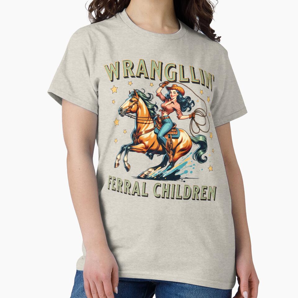 Wranglin’ Feral Children Retro Pin-Up Cowgirl Mom by Artisticlions-A