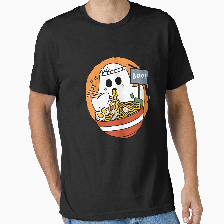 Cute Ghost Eating Ramen Bowl – Funny Kawaii Halloween Food Design – Funny Halloween Meme Ghost by station-one