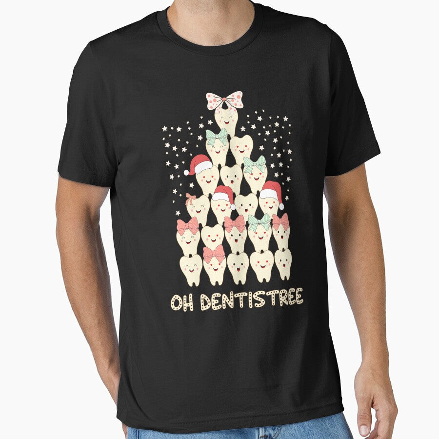 Oh Dentistree Funny Christmas Tree Teeth Dentist Dental T-Shirt by PopWear Studio