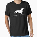 Funny Dachshund Long Story Short Minimalist Dog Art (For Dark Apparel) by TailPrints