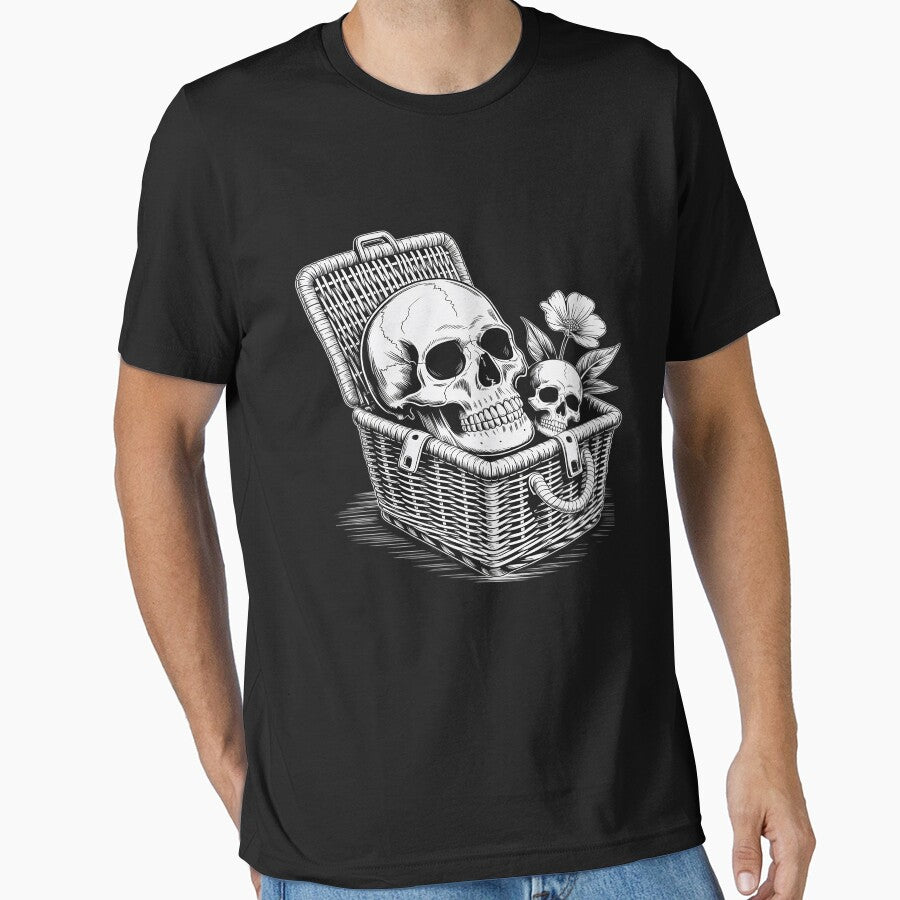 Skull in a Wicker Picnic Basket Cottagecore Gothic Emo by skanderio