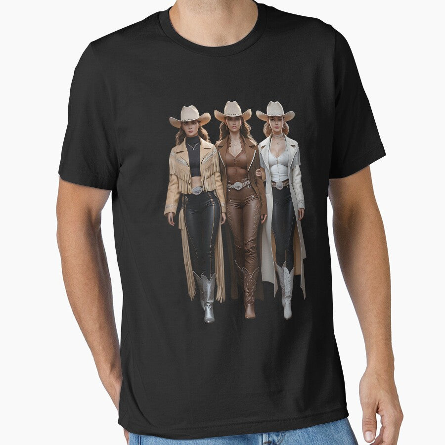 Western Cowgirl Fashion Trio in Fringe and Leather by babelshirt