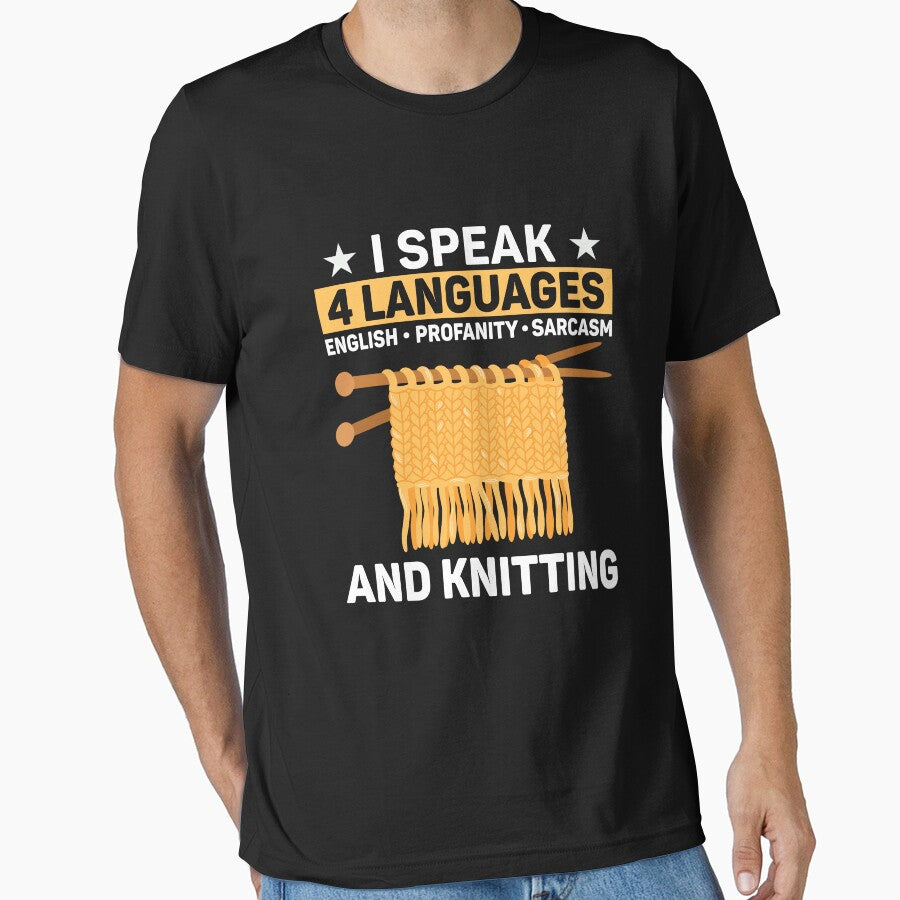 I Speak 4 Languages Funny Knitting Crafty knitter by DexertimaArt