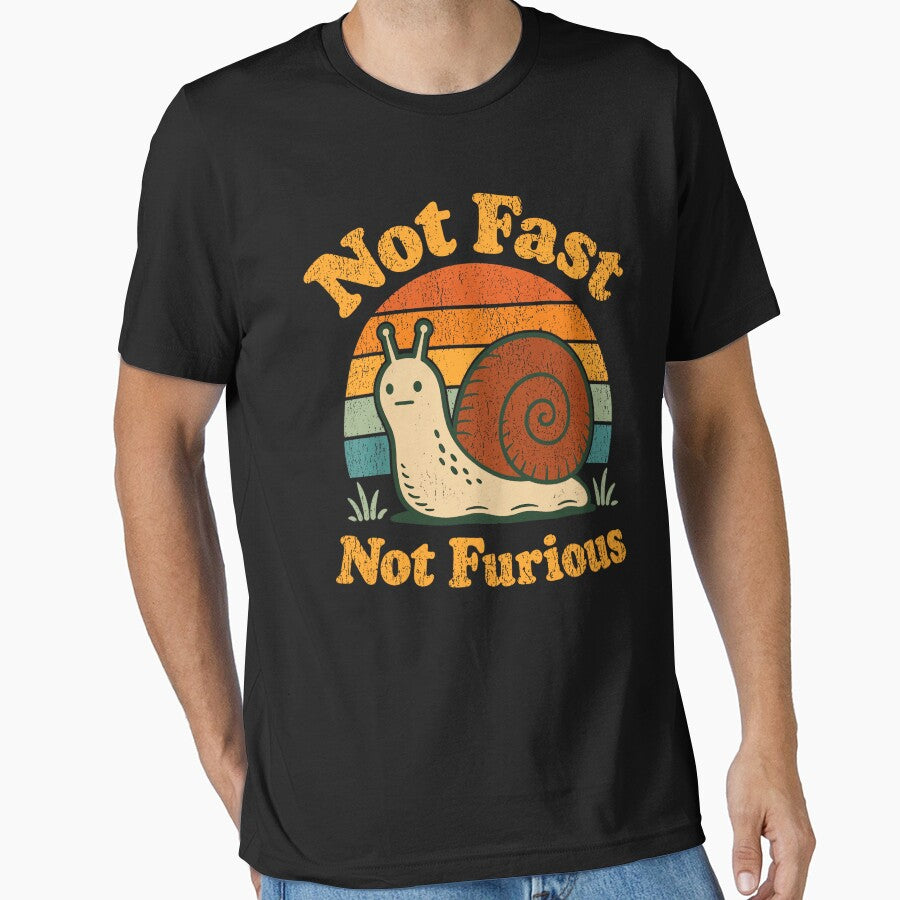 Not Fast Not Furious Funny Vintage Snail Animal Lover Sunset by PixlCrypt