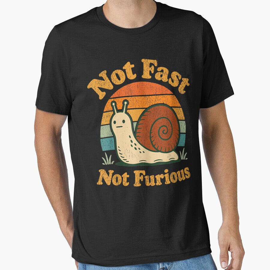 Not Fast Not Furious Funny Snail Pace Funny Retro Sunset by MatherFisher