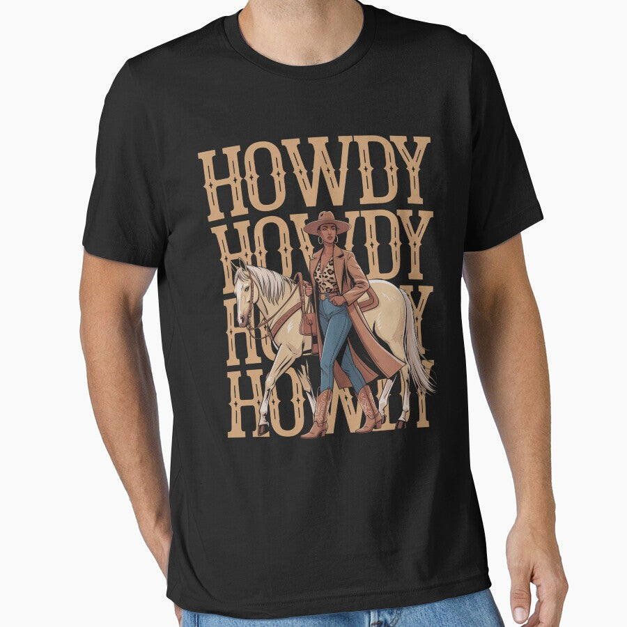 Howdy Black Cowgirl Country Western Rodeo by Patricsselin