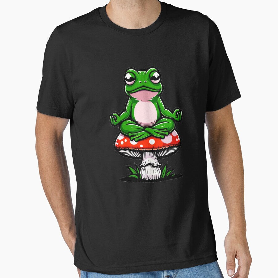 Meditating Frog on Mushroom by Winther-Art