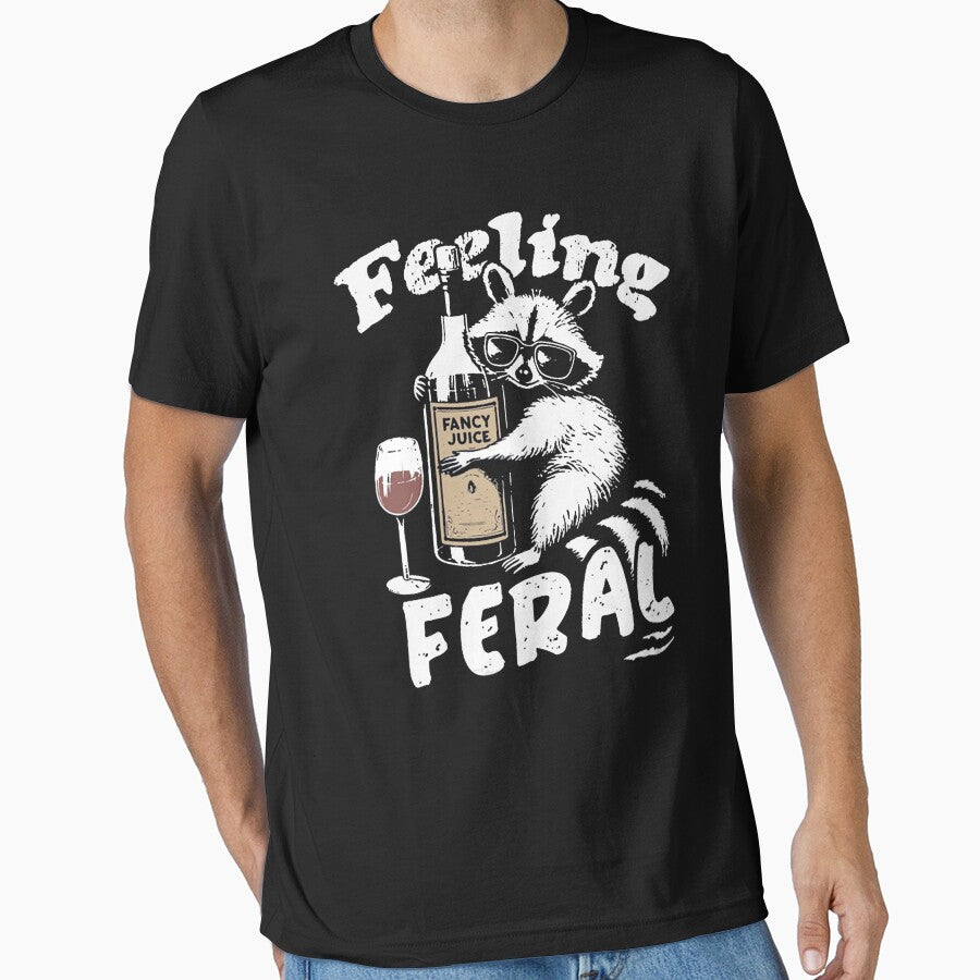 Womens Feeling Feral Funny Raccoon by spirorinin