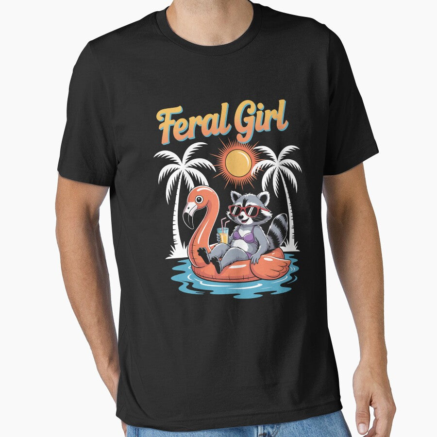 Feral Girl Summer Feral Raccoon Beach Vacation by NewIdeasSArt
