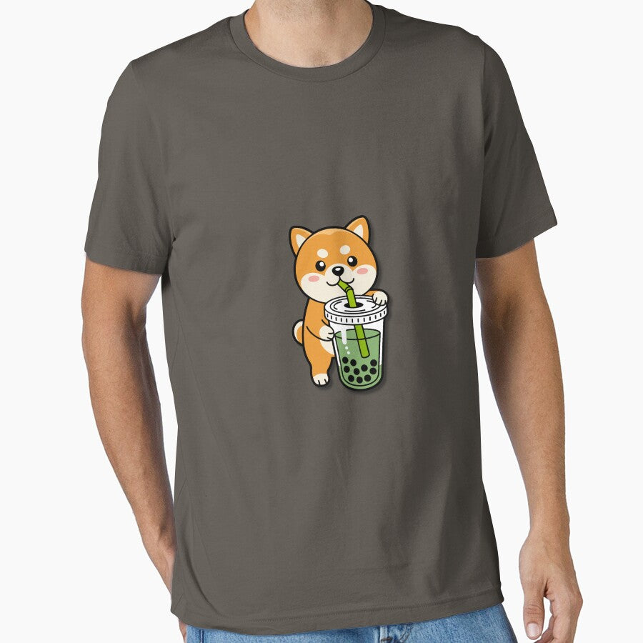 Cute Matcha Boba Dog – Kawaii Bubble Tea Shirt by Kasad