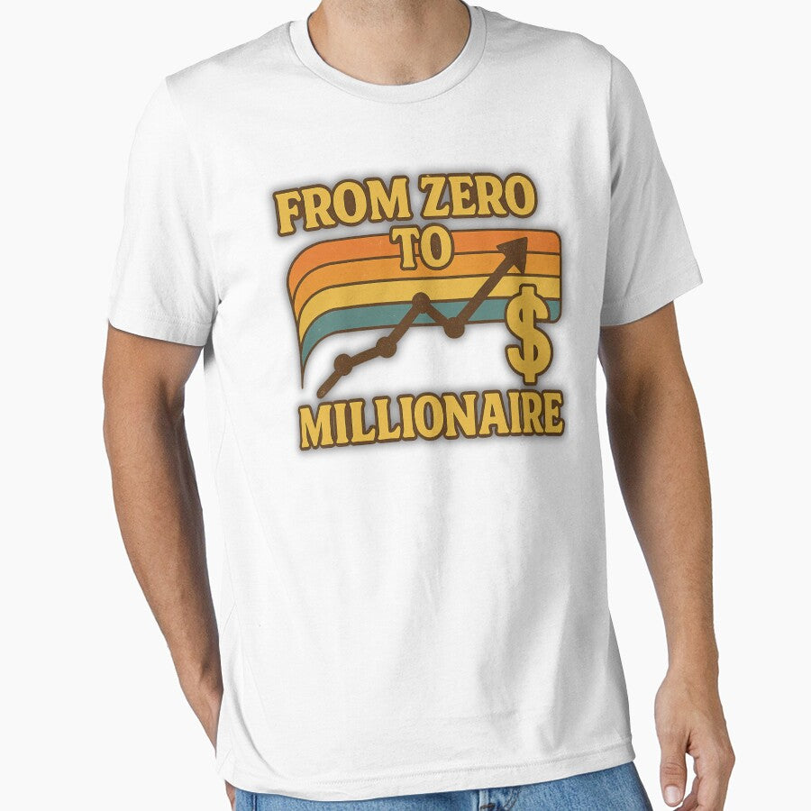 From Zero to Millionaire – Retro 70s/80s Wealth Grind Tee by GoQEvergreen