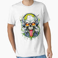 S30 Radioactive Rave Skull T-Shirt - Neon Green Drip Skull, DJ Skull, Gamer Skull, Acid Tech Art, Industrial Party Aesthetic, Edgy Underground by EC Multimedia Services