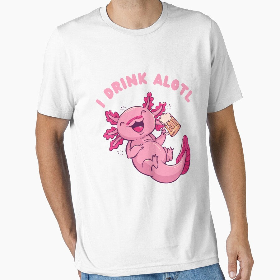 Cute Funny Axolotl Drinking Beer Gift by DadJokeDescript