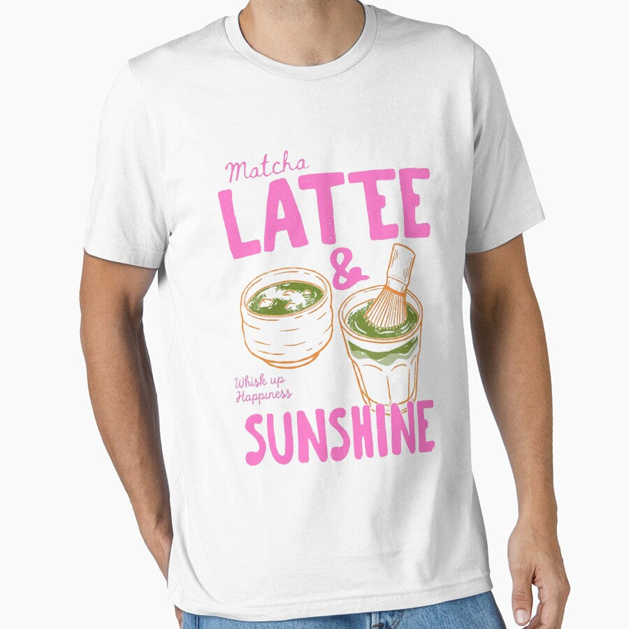 Matcha Latte and Sunshine Cute Aesthetic Illustration by InkRebelprint