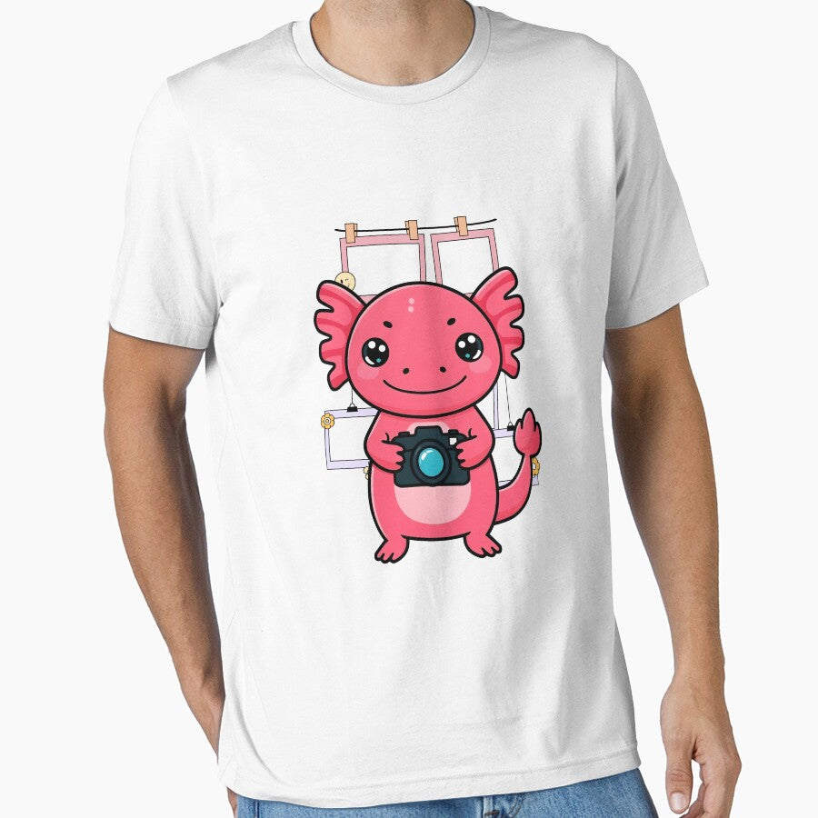 Cute Axolotl Photographer Kawaii Cartoon Camera Lover by yuki-hana