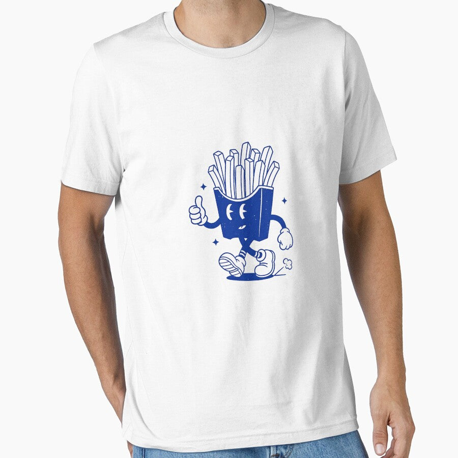 Walking French Fries Cartoon Character Retro Food Mascot Design by HoopeStylee
