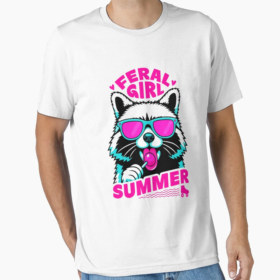 Feral Girl Summer Raccoon Vintage by kiwibroc