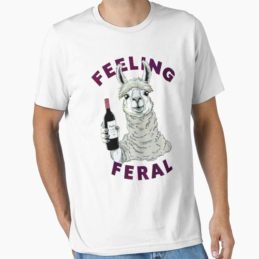 Llama Lama Glama Feeling Feral Funny Retro Drinking Wine by spirorinin