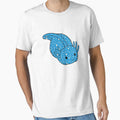 Cute Kawaii Baby Chibi Axolotl in Bright Blue with Hearts and Cloud Pattern by InkMemories