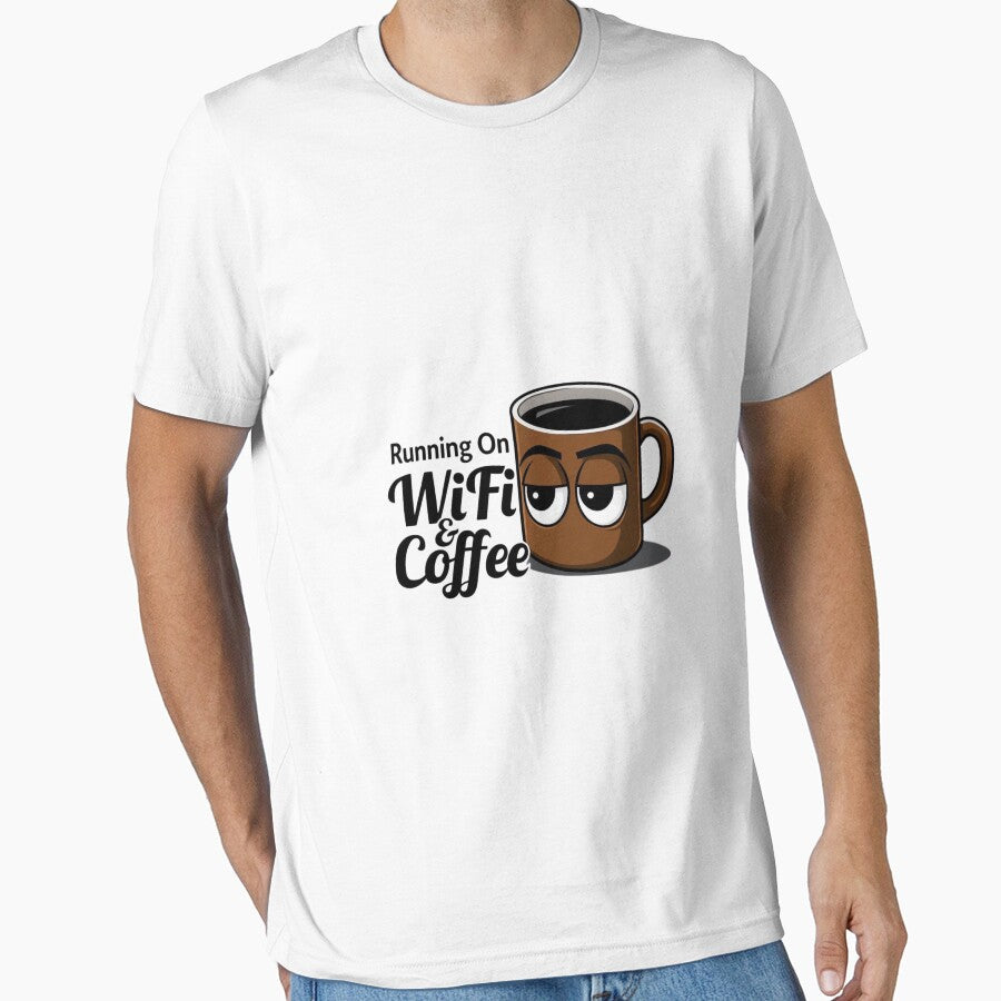 Running On WiFi & Coffee – Remote Life Tee by EcoArtTees
