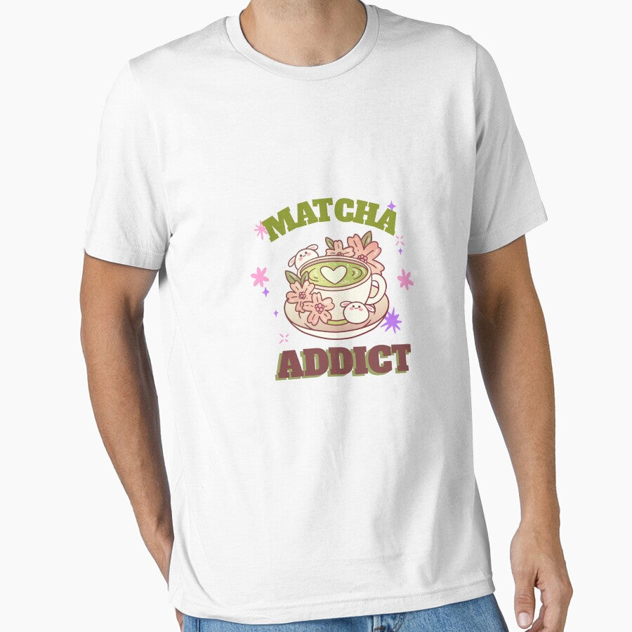 Matcha Addict – Cute Matcha Tea Lover Design with Bunnies and Flowers by chatzous