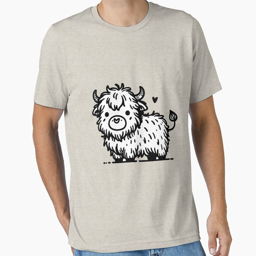 Fluffy Highland Cutie: Minimalist Cow Charm by happyartworks