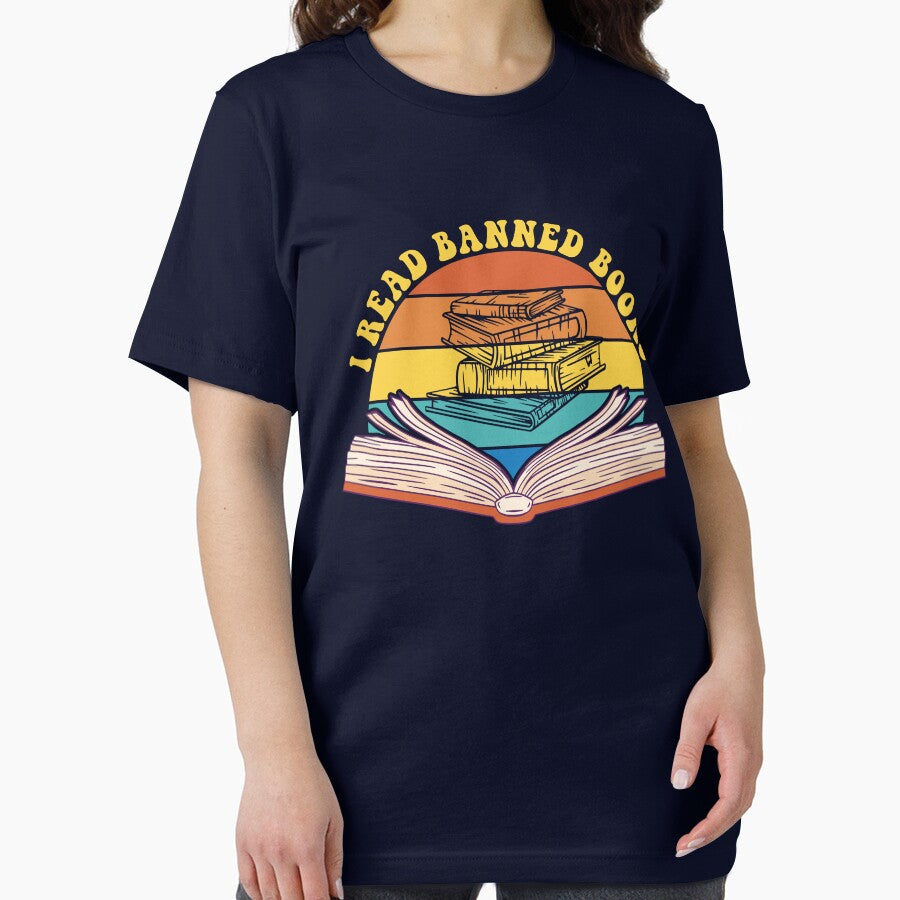 I Read Banned Books Retro Sunset Reader Banned Book Gear by DynamicDesign