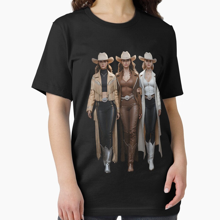 Western Cowgirl Fashion Trio in Fringe and Leather by babelshirt