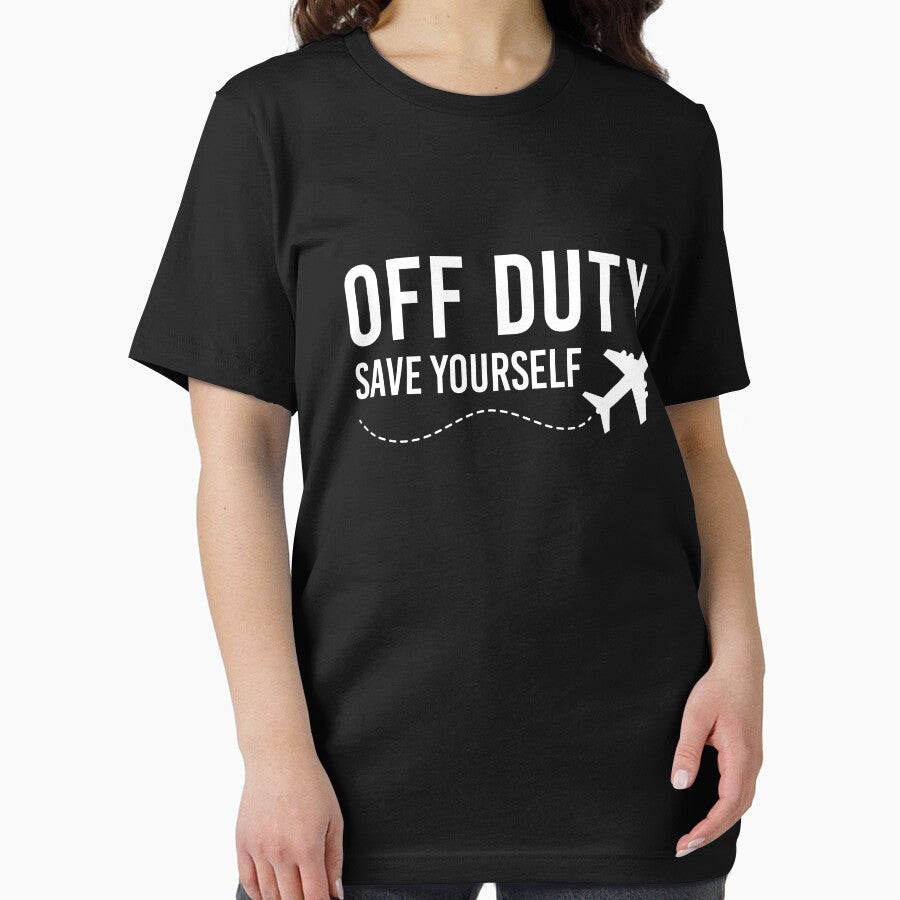 Off Duty Save Yourself Airplane Funny Travel Stewardess Flight Attendant by UniPrint4All