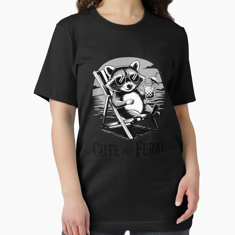 Womens Raccoon Cute But Feral Funny Summer Design For Girls, Women by katherintration