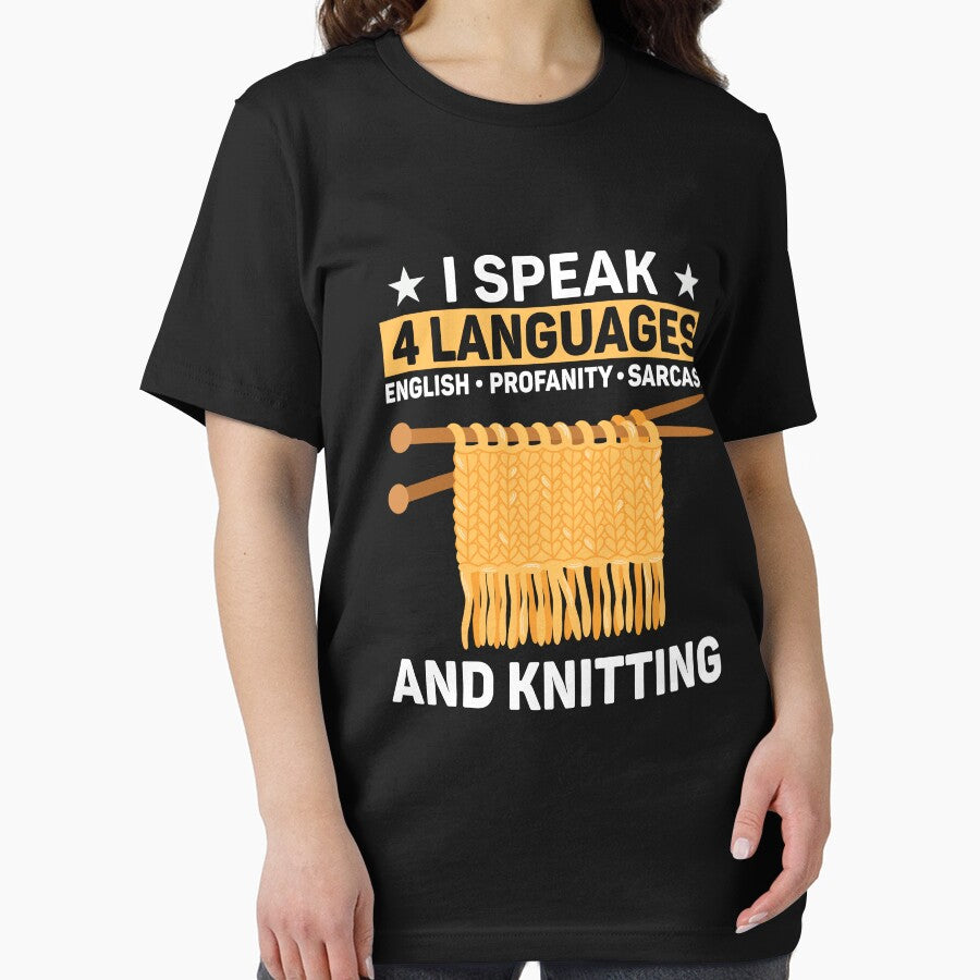 I Speak 4 Languages Funny Knitting Crafty knitter by DexertimaArt