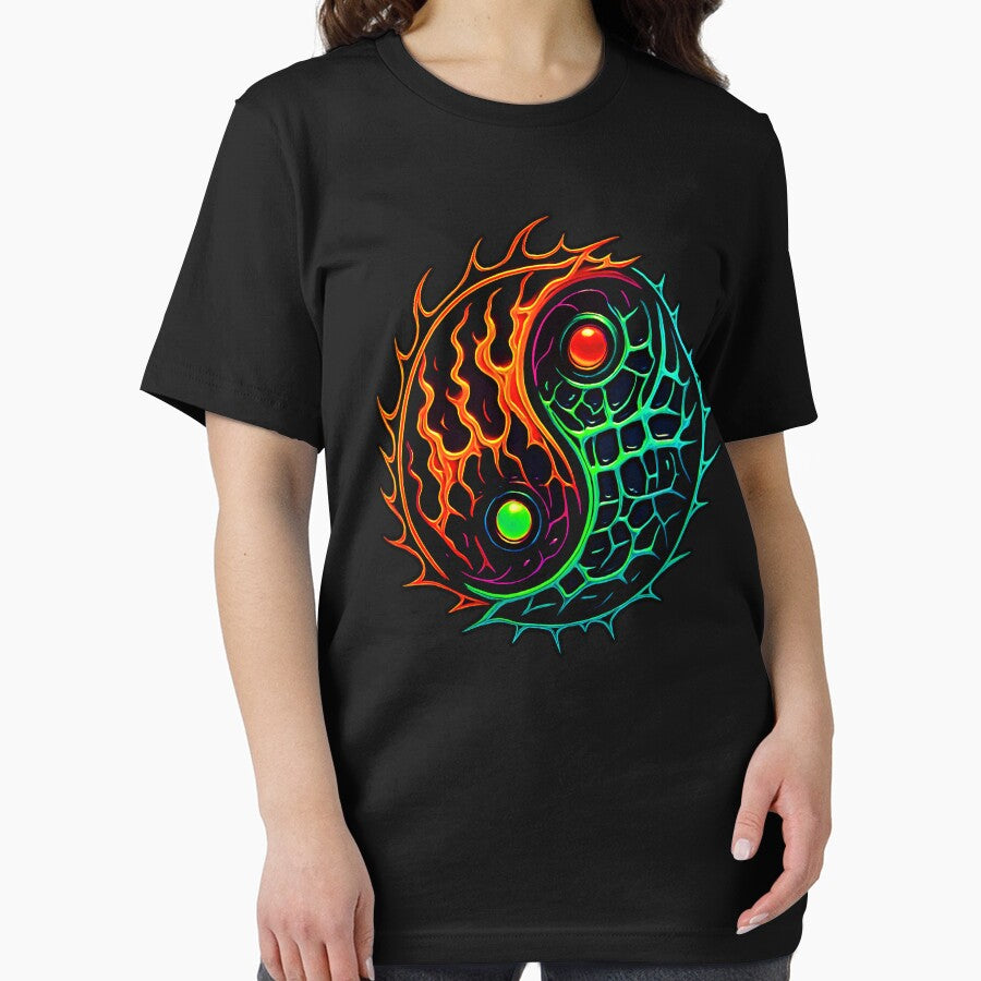 Glowing Biomech Yin Yang | Cyber Acid Techno Symbol by Neon Hollow