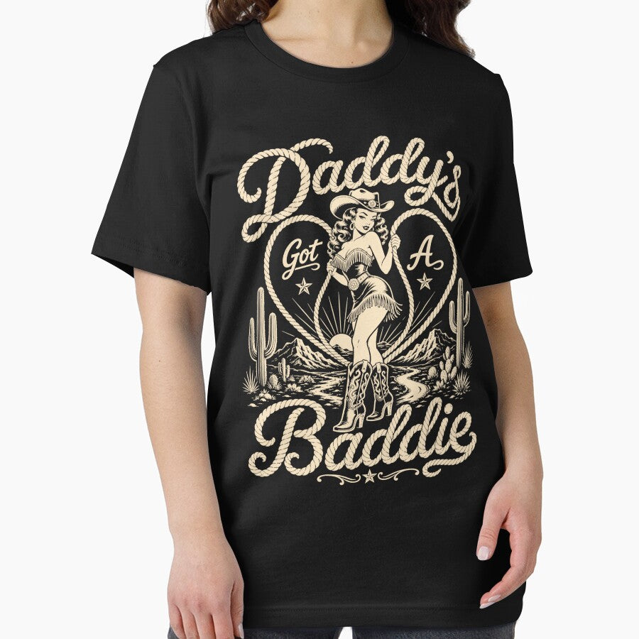 Daddy’s Got A Baddie Retro Rodeo Cowgirl Romance by FreshVibe Prints