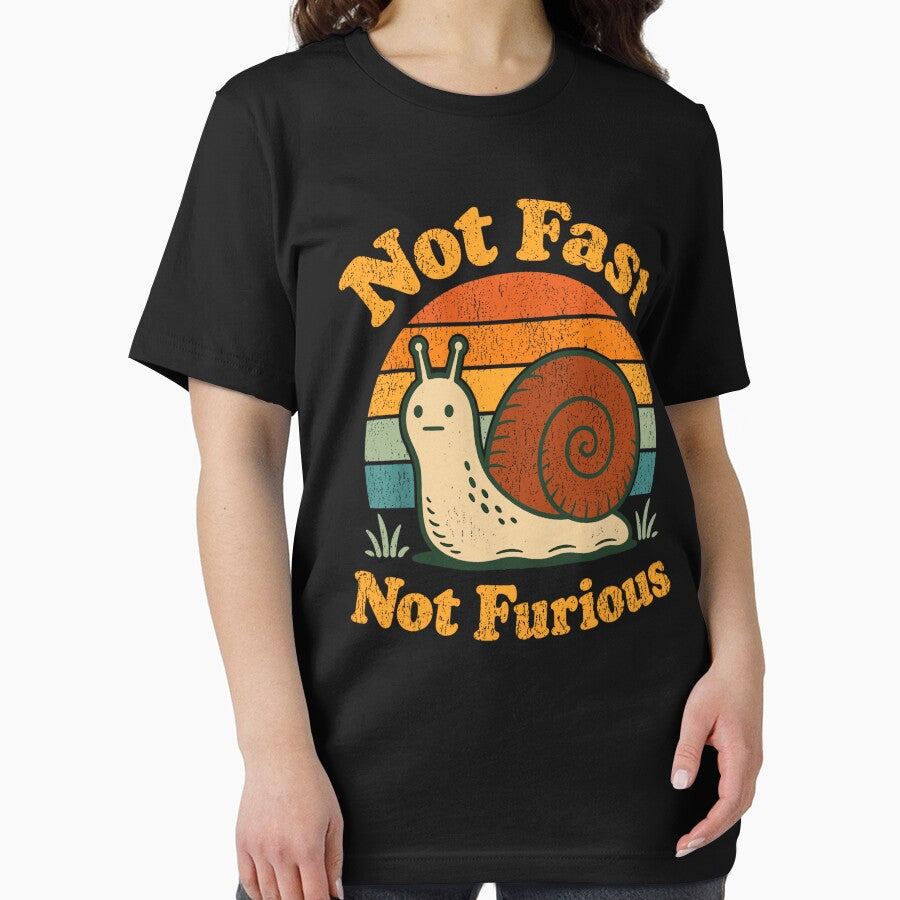 Not Fast Not Furious Funny Vintage Snail Animal Lover Sunset by PixlCrypt