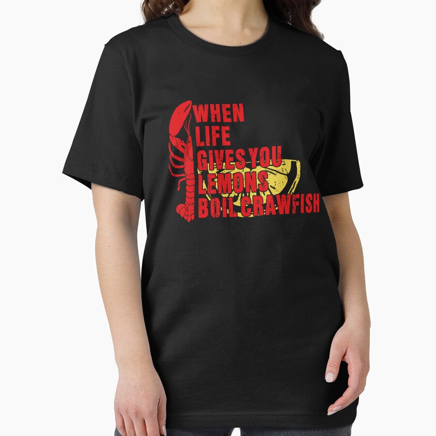 Bold Boil Crawfish Lemons Distressed Shirt by LarryMBrown