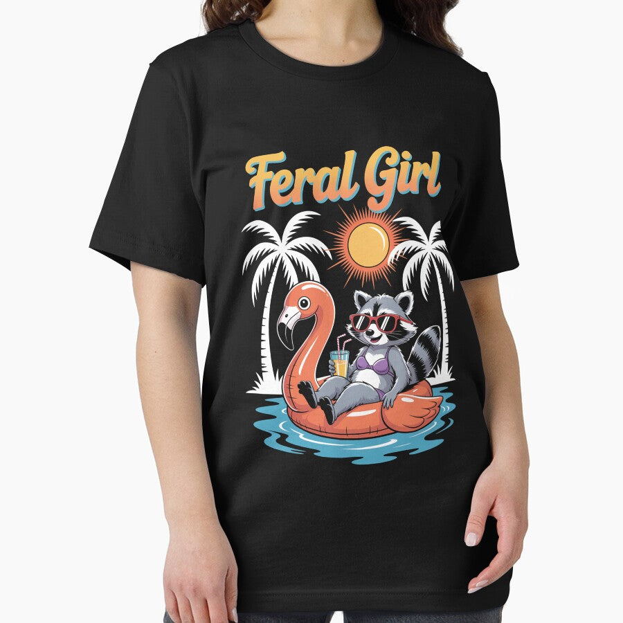 Feral Girl Summer Feral Raccoon Beach Vacation by NewIdeasSArt