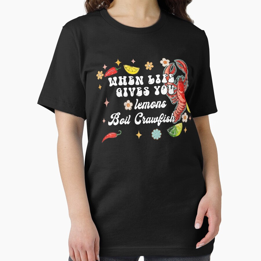 Retro Boil Crawfish Lemons T-Shirt by LarryMBrown