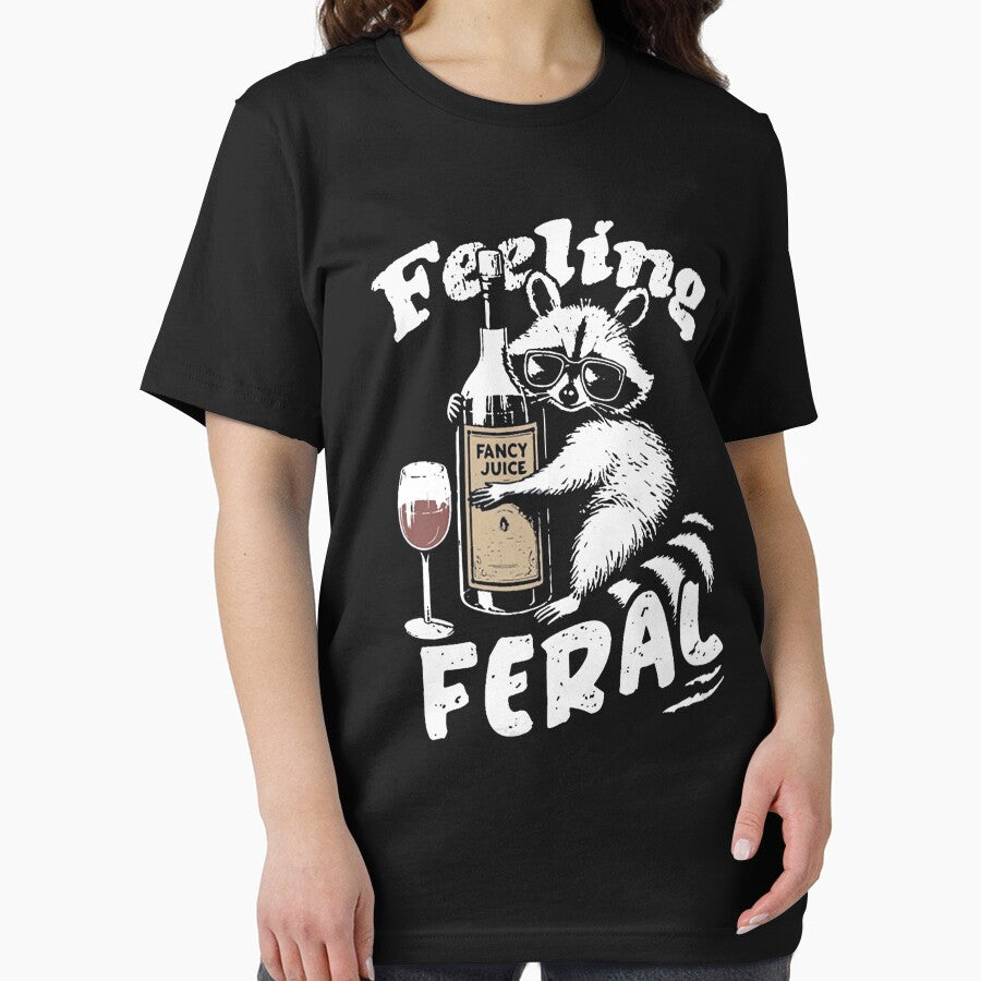 Womens Feeling Feral Funny Raccoon by spirorinin