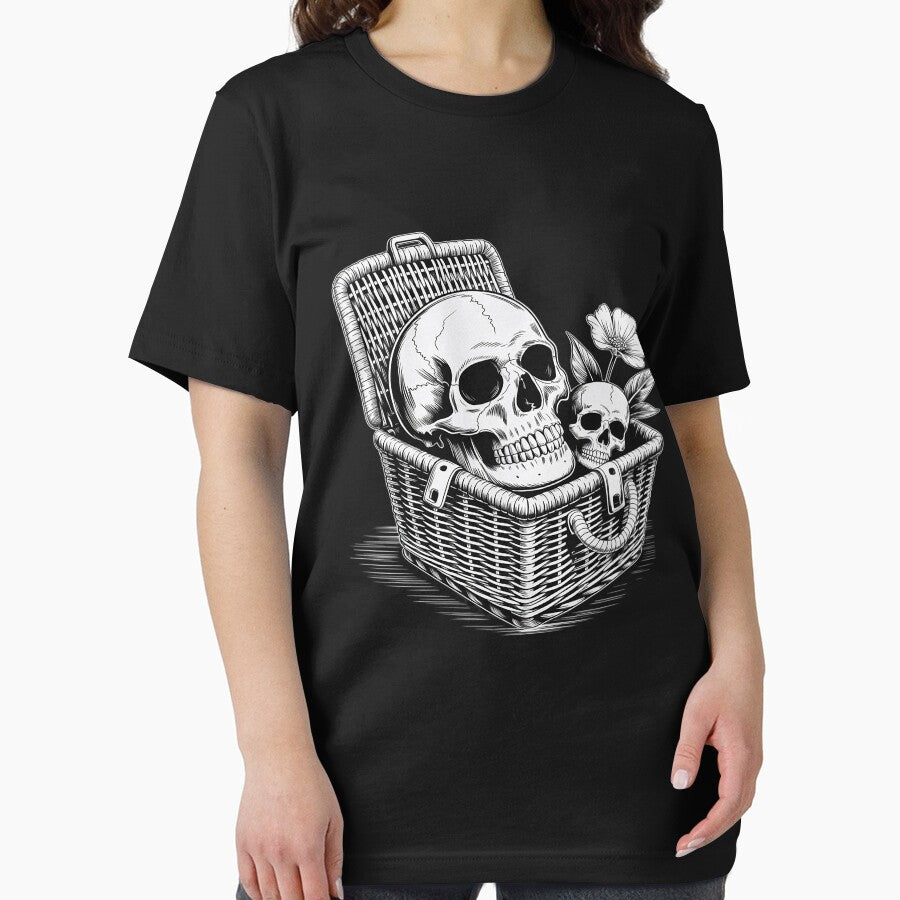 Skull in a Wicker Picnic Basket Cottagecore Gothic Emo by skanderio