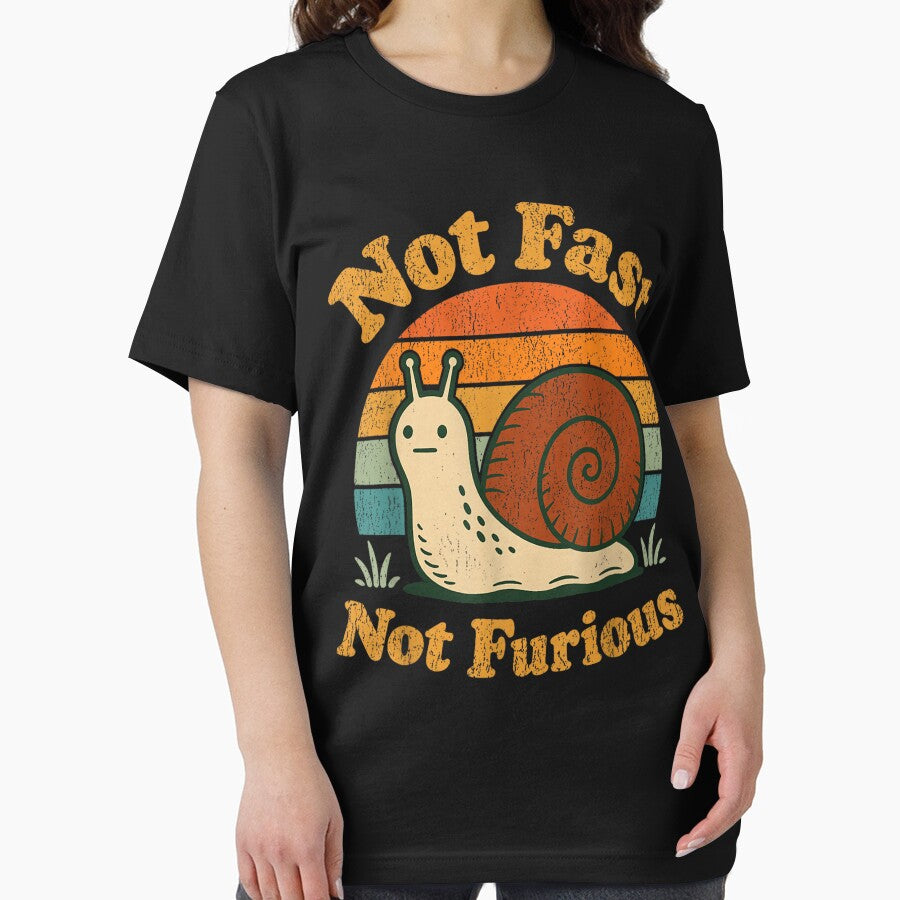 Not Fast Not Furious Funny Snail Pace Funny Retro Sunset by MatherFisher